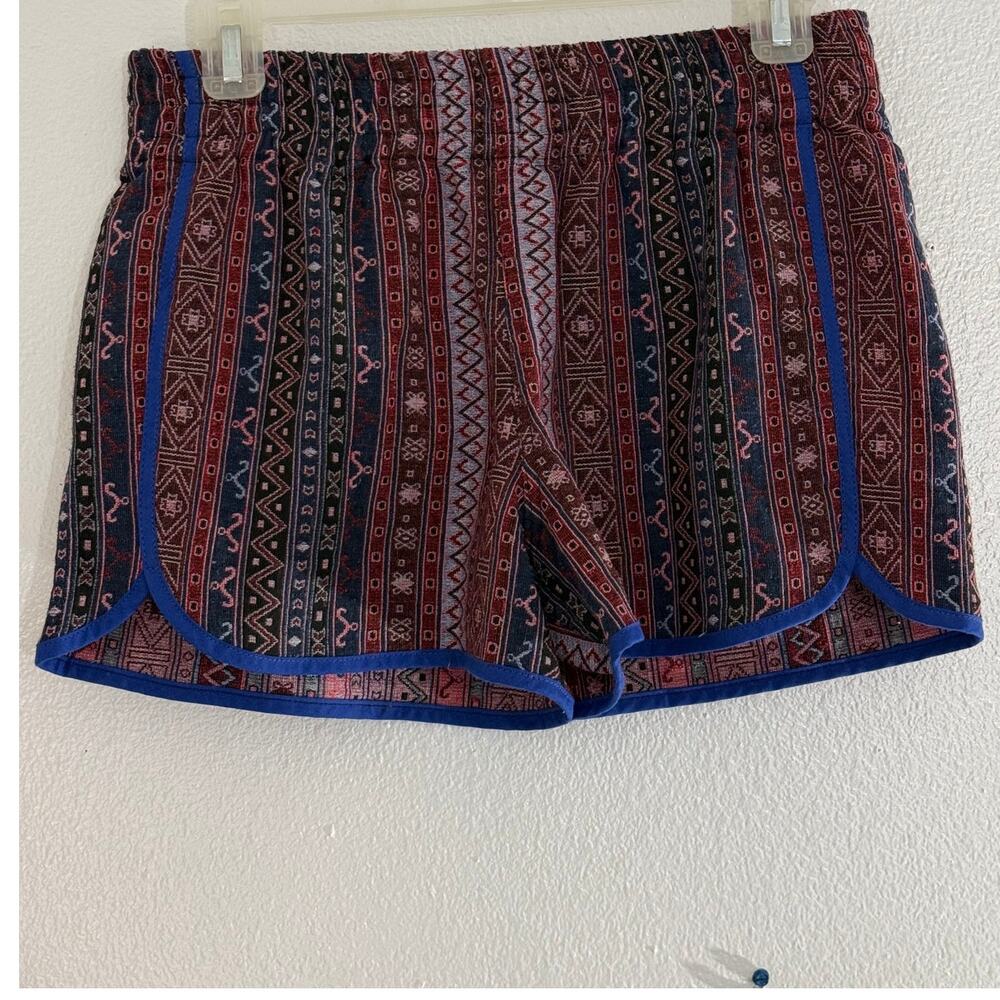 WAI Patterned Shorts Red Blue Lightweight Women Size L
